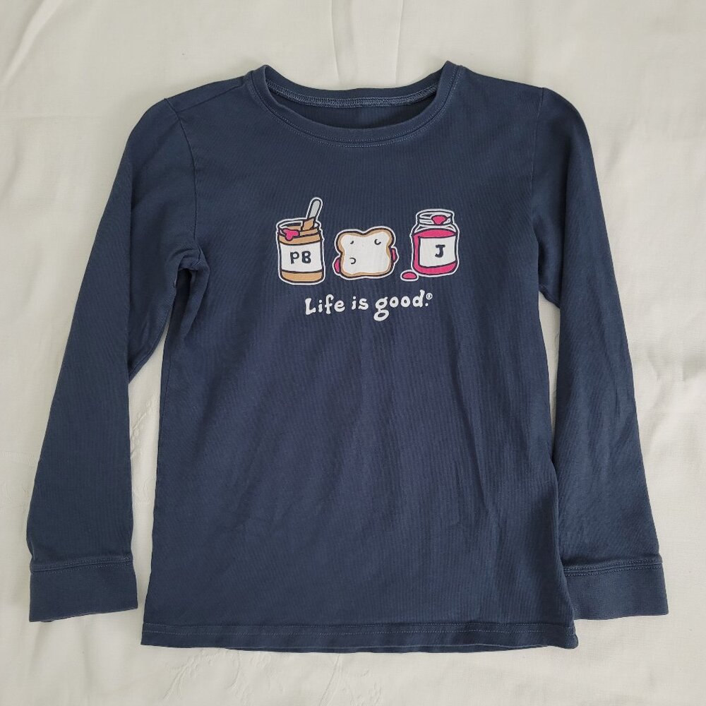 Kids Life is good Blue PB & J long sleeve T-shirt Large, good Condition